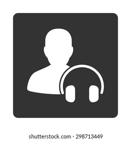 Operator icon from Commerce Buttons OverColor Set. Vector style is white and gray colors, flat square rounded button, white background.