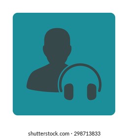 Operator icon from Commerce Buttons OverColor Set. Vector style is soft blue colors, flat square rounded button, white background.