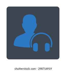 Operator icon from Commerce Buttons OverColor Set. Vector style is smooth blue colors, flat square rounded button, white background.