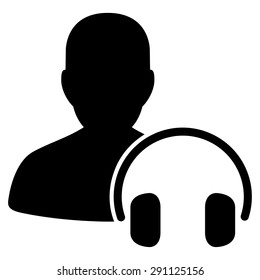 Operator icon from Commerce Set. Vector style: flat symbol, black color, rounded angles, white background.