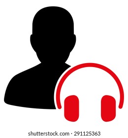 Operator icon from Commerce Set. Vector style: bicolor flat symbol, intensive red and black colors, rounded angles, white background.