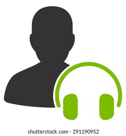 Operator icon from Commerce Set. Vector style: bicolor flat symbol, eco green and gray colors, rounded angles, white background.