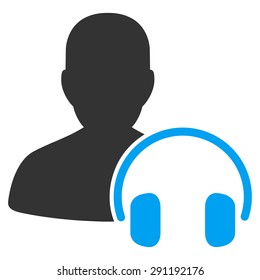 Operator icon from Commerce Set. Vector style: bicolor flat symbol, blue and gray colors, rounded angles, white background.