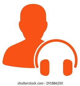 Operator icon from Commerce Set. Vector style: flat symbol, orange color, rounded angles, white background.