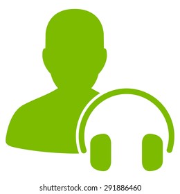 Operator icon from Commerce Set. Vector style: flat symbol, eco green color, rounded angles, white background.