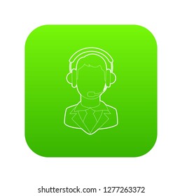 Operator icon green vector isolated on white background