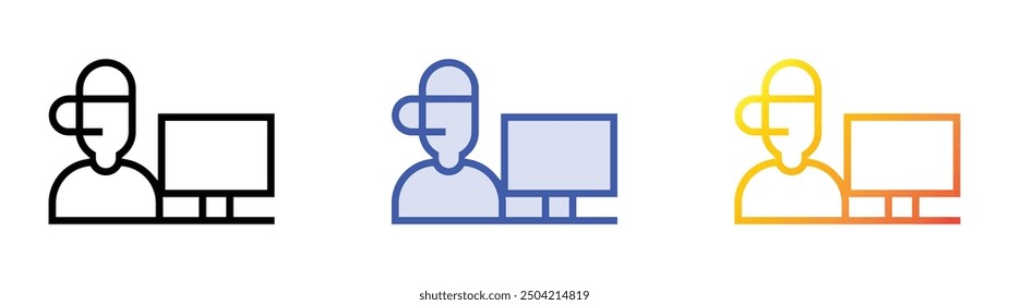 operator icon. Linear, Blue Fill and Gradient Style Design Isolated On White Background