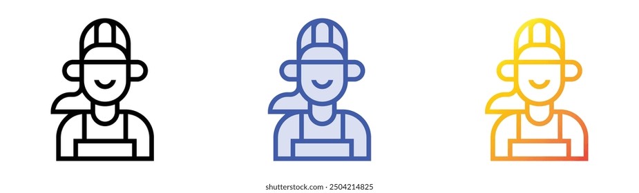 icono de operador. Lineal, relleno azul y diseño de estilo degradado aislado sobre fondo blanco
