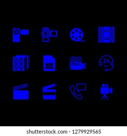 operator icon set about phone number, telephone call, customer service and camcorder vector set