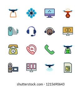operator icon set. vector set about sim card, monitor, support and telephone icons set.