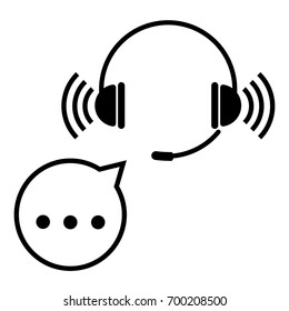 Operator icon with speech bubble isolated on white background. EPS10 vector illustration for call center service, poster, template, business banner, technical support, web, application. Headset icon.