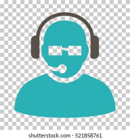 Operator icon. Vector pictogram style is a flat bicolor symbol, grey and cyan colors, chess transparent background. Designed for software and web interface toolbars and menus.
