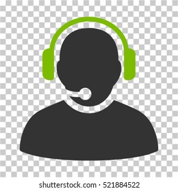 Operator icon. Vector pictogram style is a flat bicolor symbol, eco green and gray colors, chess transparent background. Designed for software and web interface toolbars and menus.