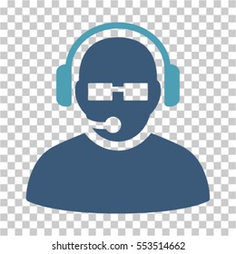 Operator icon. Vector pictograph style is a flat bicolor symbol, cyan and blue colors, chess transparent background. Designed for software and web interface toolbars and menus.