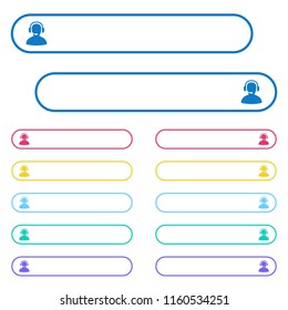 Operator icons in rounded color menu buttons. Left and right side icon variations.