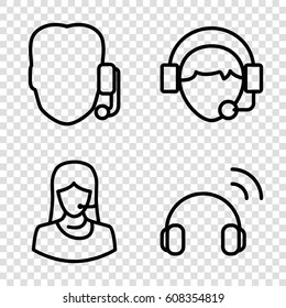 Operator icons set. set of 4 operator outline icons such as customer support, operator, headset
