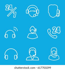 Operator icons set. set of 9 operator outline icons such as customer support, headset, operator, support