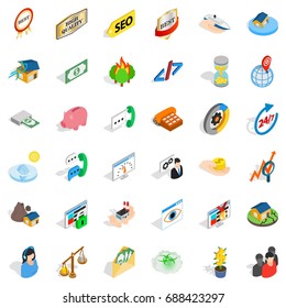Operator icons set. Isometric style of 36 operator vector icons for web isolated on white background