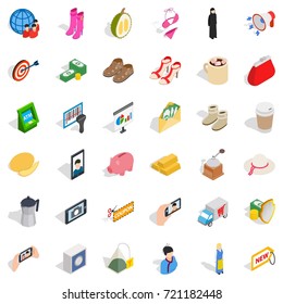 Operator icons set. Isometric style of 36 operator vector icons for web isolated on white background
