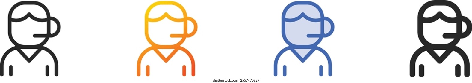 operator icon.Thin Linear, Gradient, Blue Stroke and bold Style Design Isolated On White Background