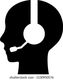 Operator isolated vector silhouette wearing a headset.