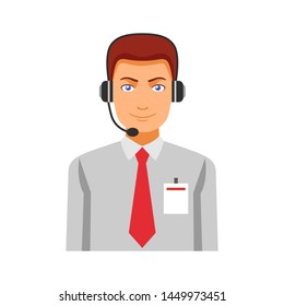 operator lady headset grey dhirt red tie illustration