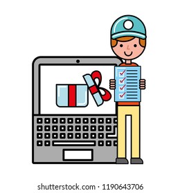 operator laptop check list gift online shopping logistic