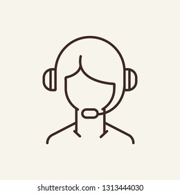 Operator line icon. Call center employee on white background. Repair service concept. Vector illustration can be used for topics like modern life, technology