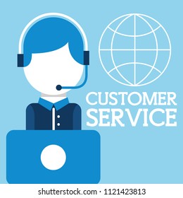 operator man headset laptop world customer service