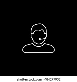 Operator Man Line Icon On Black Background