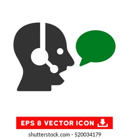 Operator Message Balloon EPS vector pictogram. Illustration style is flat iconic bicolor green and gray symbol on white background.