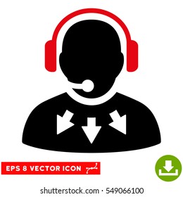 Operator Message EPS vector icon. Illustration style is flat iconic bicolor intensive red and black symbol on white background.