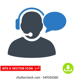 Operator Message EPS vector icon. Illustration style is flat iconic bicolor smooth blue symbol on white background.