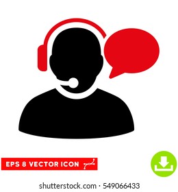 Operator Message EPS vector pictogram. Illustration style is flat iconic bicolor intensive red and black symbol on white background.