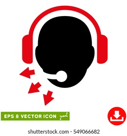 Operator Message EPS vector pictogram. Illustration style is flat iconic bicolor intensive red and black symbol on white background.