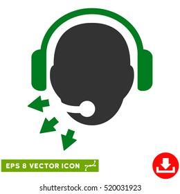 Operator Message EPS vector pictograph. Illustration style is flat iconic bicolor green and gray symbol on white background.