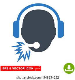 Operator Message EPS vector pictograph. Illustration style is flat iconic bicolor smooth blue symbol on white background.