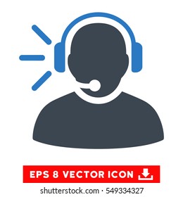 Operator Message EPS vector pictograph. Illustration style is flat iconic bicolor smooth blue symbol on white background.