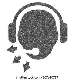 Operator Message grainy textured icon for overlay watermark stamps. Flat symbol with scratched texture. Dotted vector gray ink rubber seal stamp with grunge design on a white background.