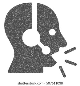 Operator Message grainy textured icon for overlay watermark stamps. Flat symbol with dust texture. Dotted vector gray ink rubber seal stamp with grunge design on a white background.