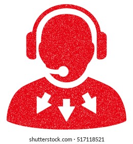 Operator Message grainy textured icon for overlay watermark stamps. Flat symbol with scratched texture. Dotted vector red ink rubber seal stamp with grunge design on a white background.
