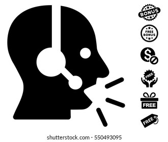 Operator Message icon with free bonus clip art. Vector illustration style is flat iconic symbols, black color, white background.
