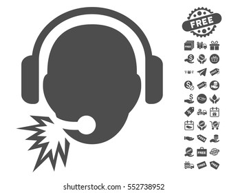 Operator Message icon with free bonus symbols. Vector illustration style is flat iconic symbols, gray color, white background.