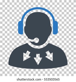 Operator Message icon. Vector pictogram style is a flat bicolor symbol, smooth blue colors, chess transparent background. Designed for software and web interface toolbars and menus.