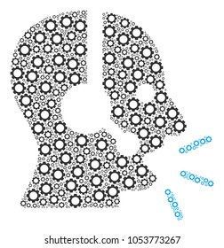 Operator Message mosaic of cog wheels. Vector cog elements are organized into operator message illustration.