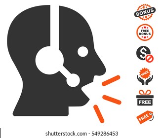 Operator Message pictograph with free bonus pictograph collection. Vector illustration style is flat iconic symbols, orange and gray colors, white background.