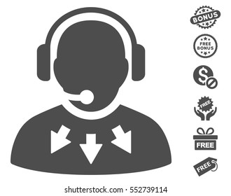 Operator Message pictograph with free bonus pictograph collection. Vector illustration style is flat iconic symbols, gray color, white background.
