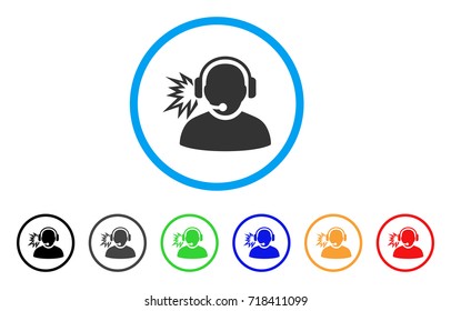 Operator Message rounded icon. Style is a flat operator message grey symbol inside light blue circle with black, gray, green, blue, red, orange variants.