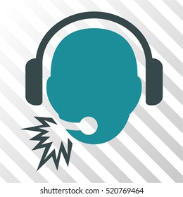 Operator Message vector icon. Illustration style is flat iconic bicolor soft blue symbol on a hatched transparent background.