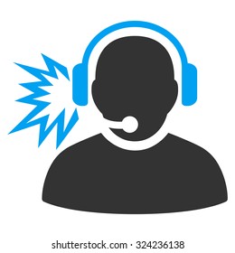 Operator Message vector icon. Style is bicolor flat symbol, blue and gray colors, rounded angles, white background.